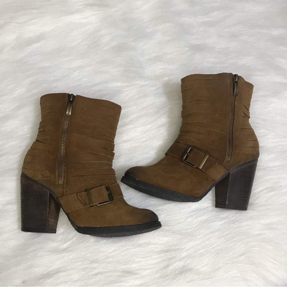 Naughty Monkey Brown Suede Boho Block Heel Boots Size 7.5 - Picture 11 of 11